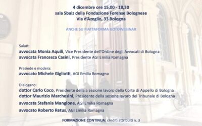 04.12.24 Bologna: “Ricognizione della giurisprudenza del lavoro 2024 della corte di appello e del tribunale di bologna: dialogo fra magistrati e avvocati”